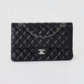 Chanel Classic Double Flap Medium Black Lambskin Silver Hardware