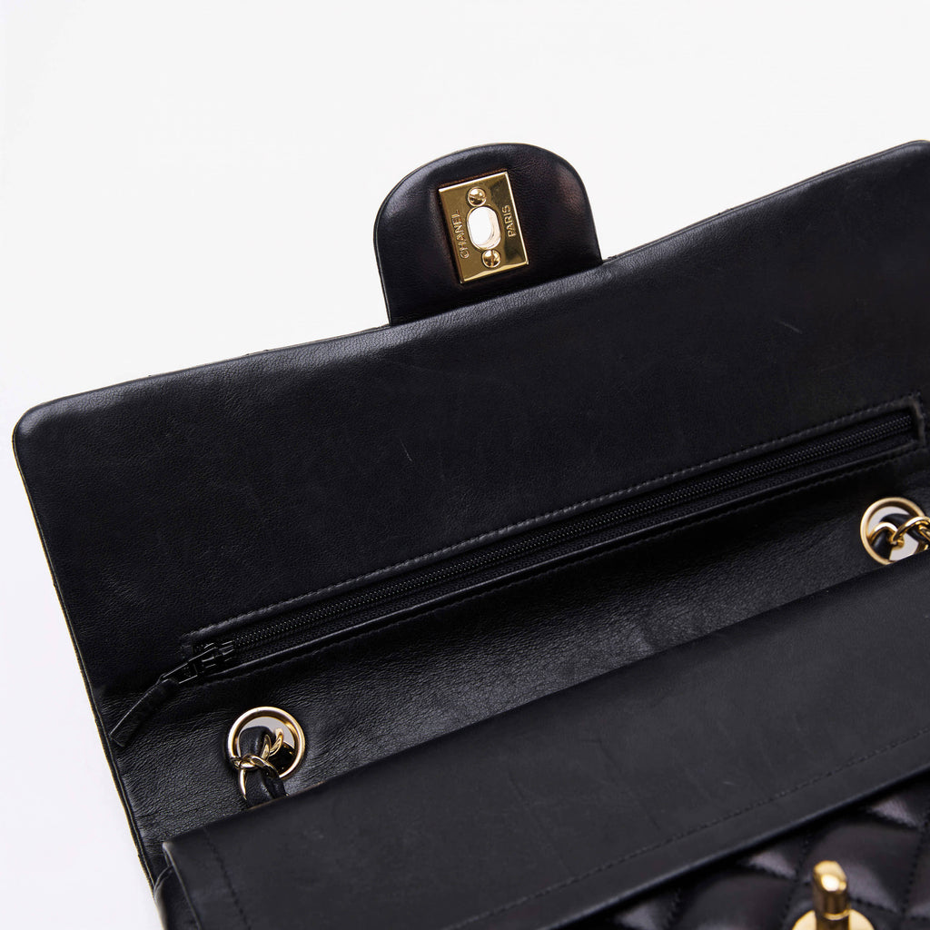 Chanel Classic Double Flap Medium Black Lambskin Gold Hardware