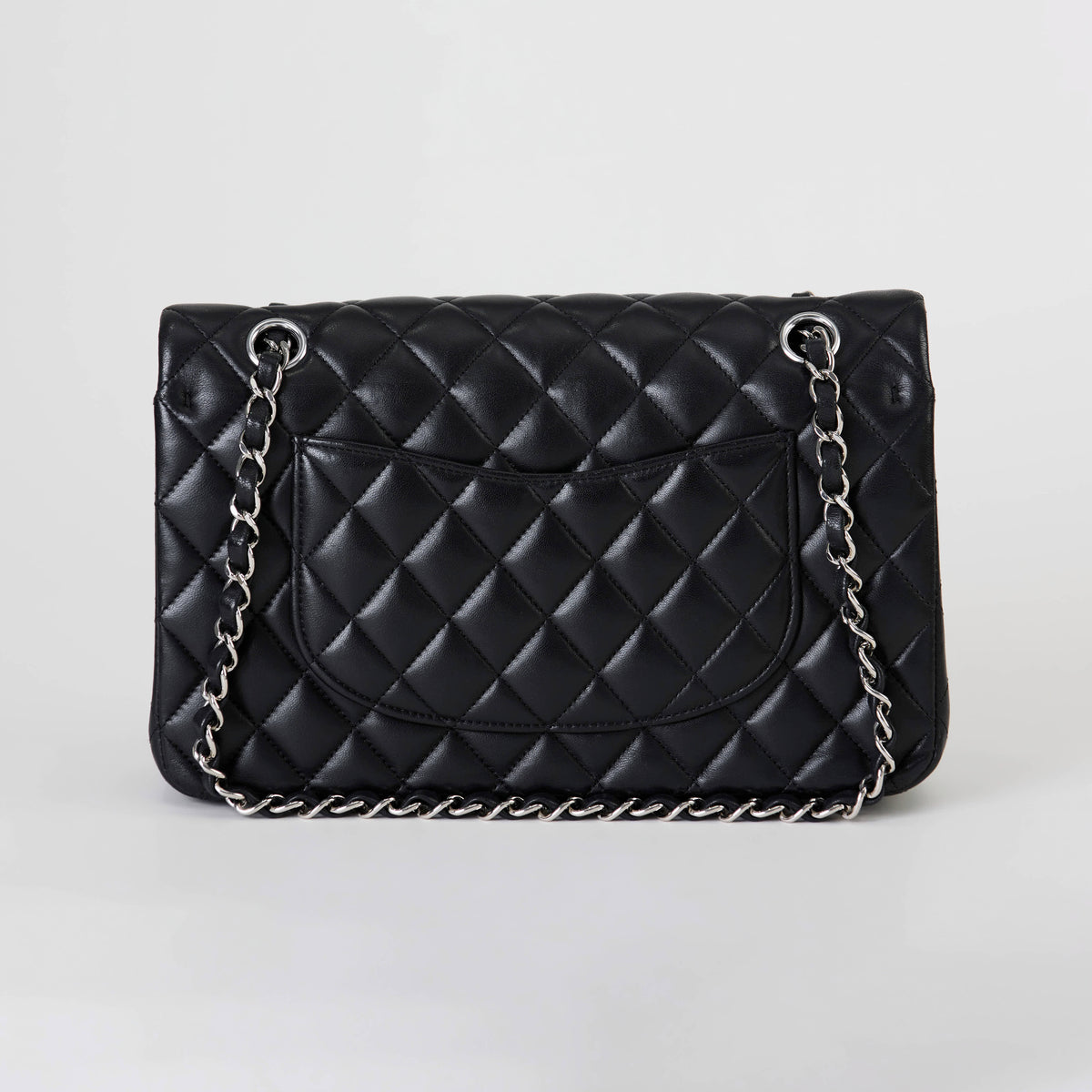 Chanel Classic Double Flap Medium Black Lambskin Silver Hardware