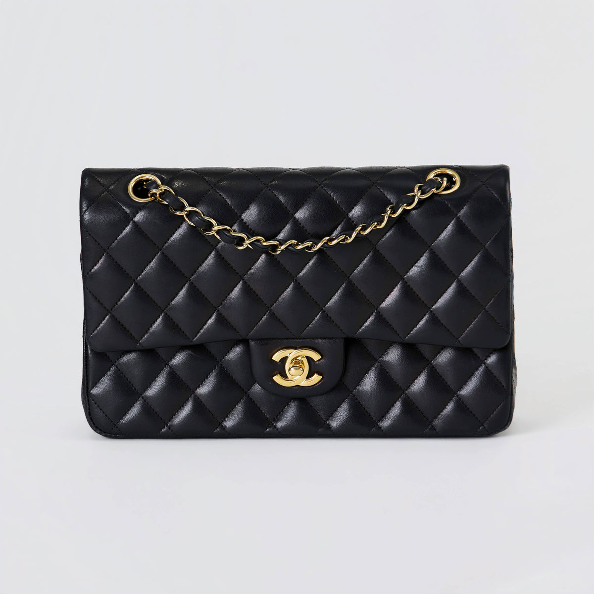 Chanel Classic Double Flap Medium Black Lambskin Gold Hardware