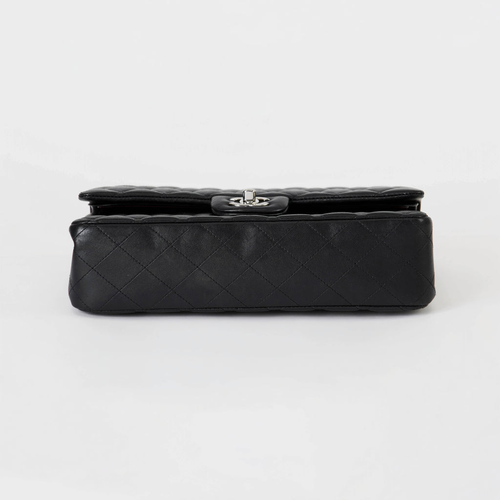 Chanel Classic Double Flap Medium Black Lambskin Silver Hardware