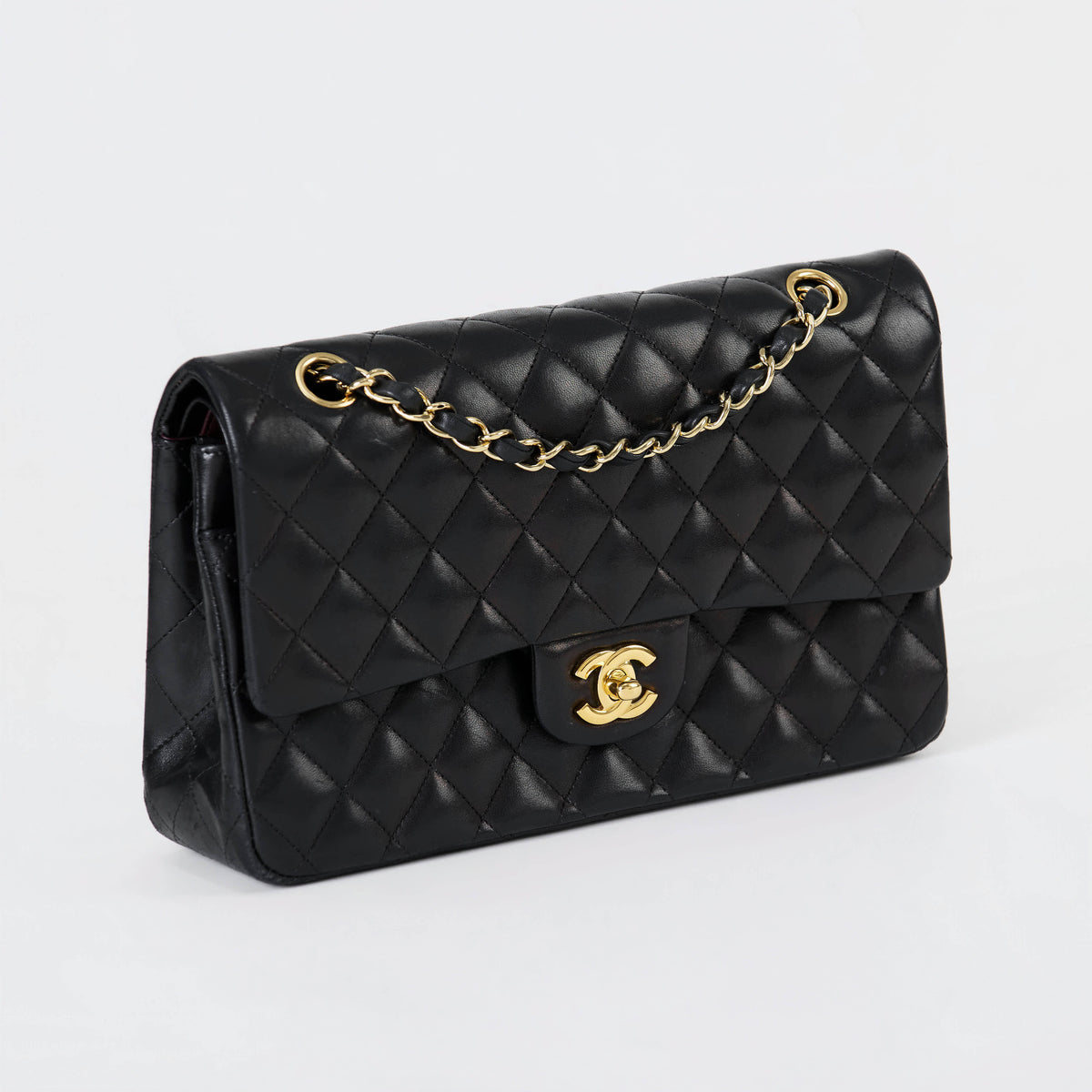 Chanel Classic Double Flap Medium Black Lambskin Gold Hardware