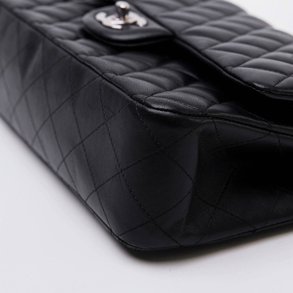 Chanel Classic Double Flap Medium Black Lambskin Silver Hardware