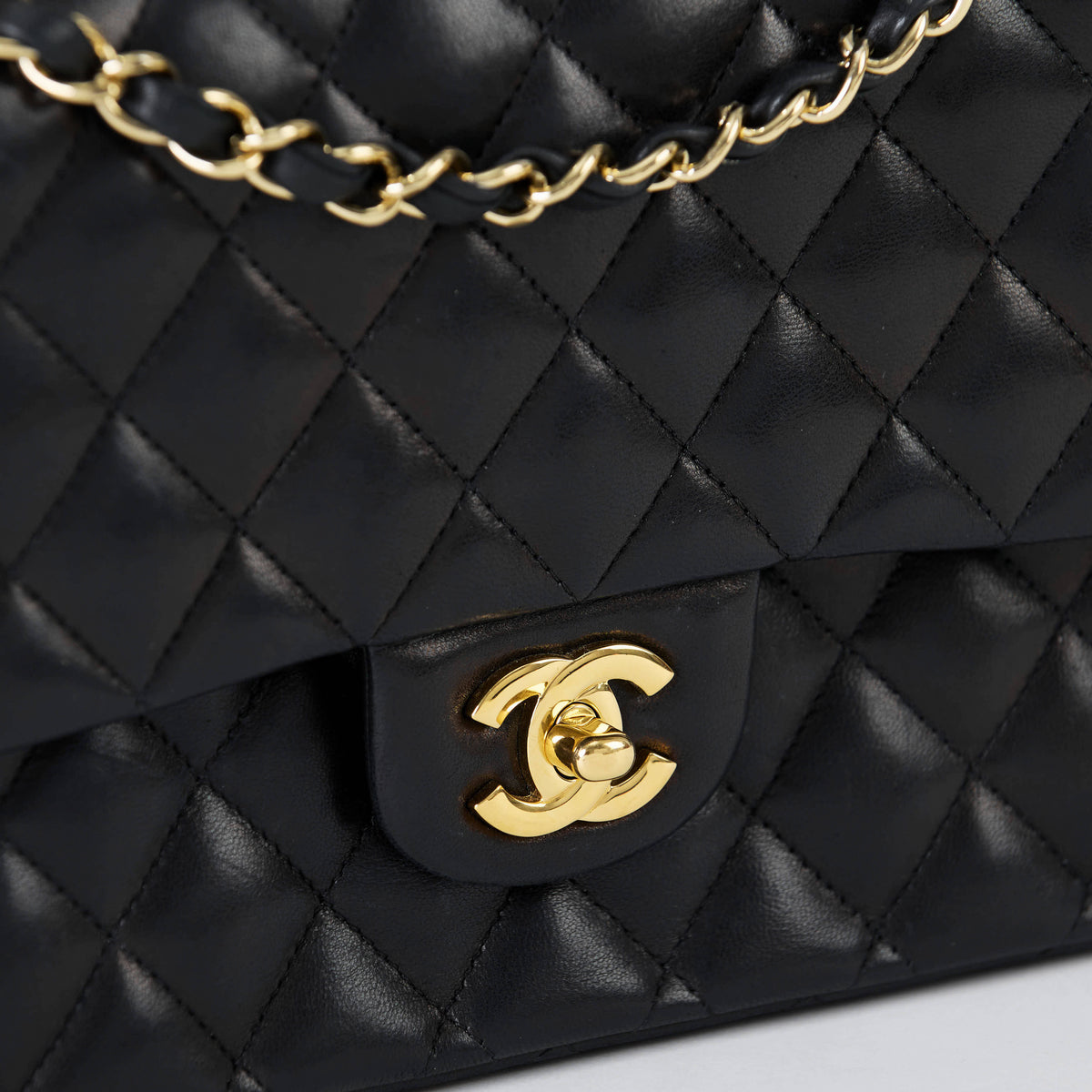 Chanel Classic Double Flap Medium Black Lambskin Gold Hardware