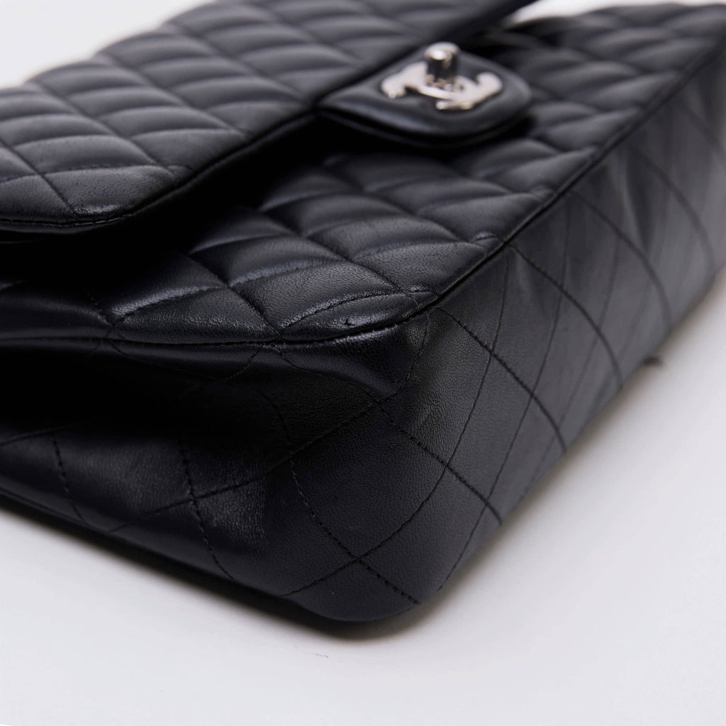 Chanel Classic Double Flap Medium Black Lambskin Silver Hardware
