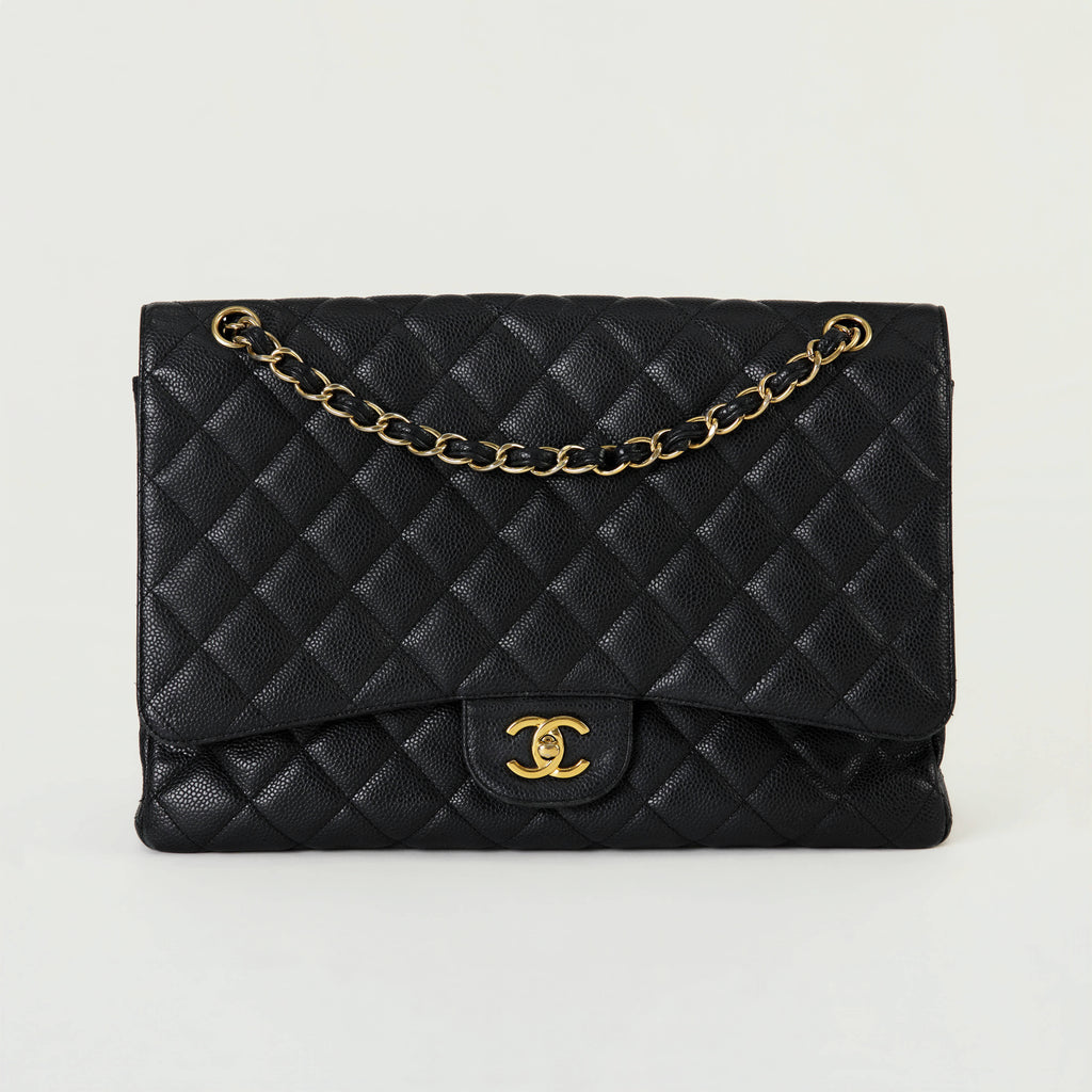 Chanel Classic Flap Maxi Black 
Caviar Gold Hardware Single Flap