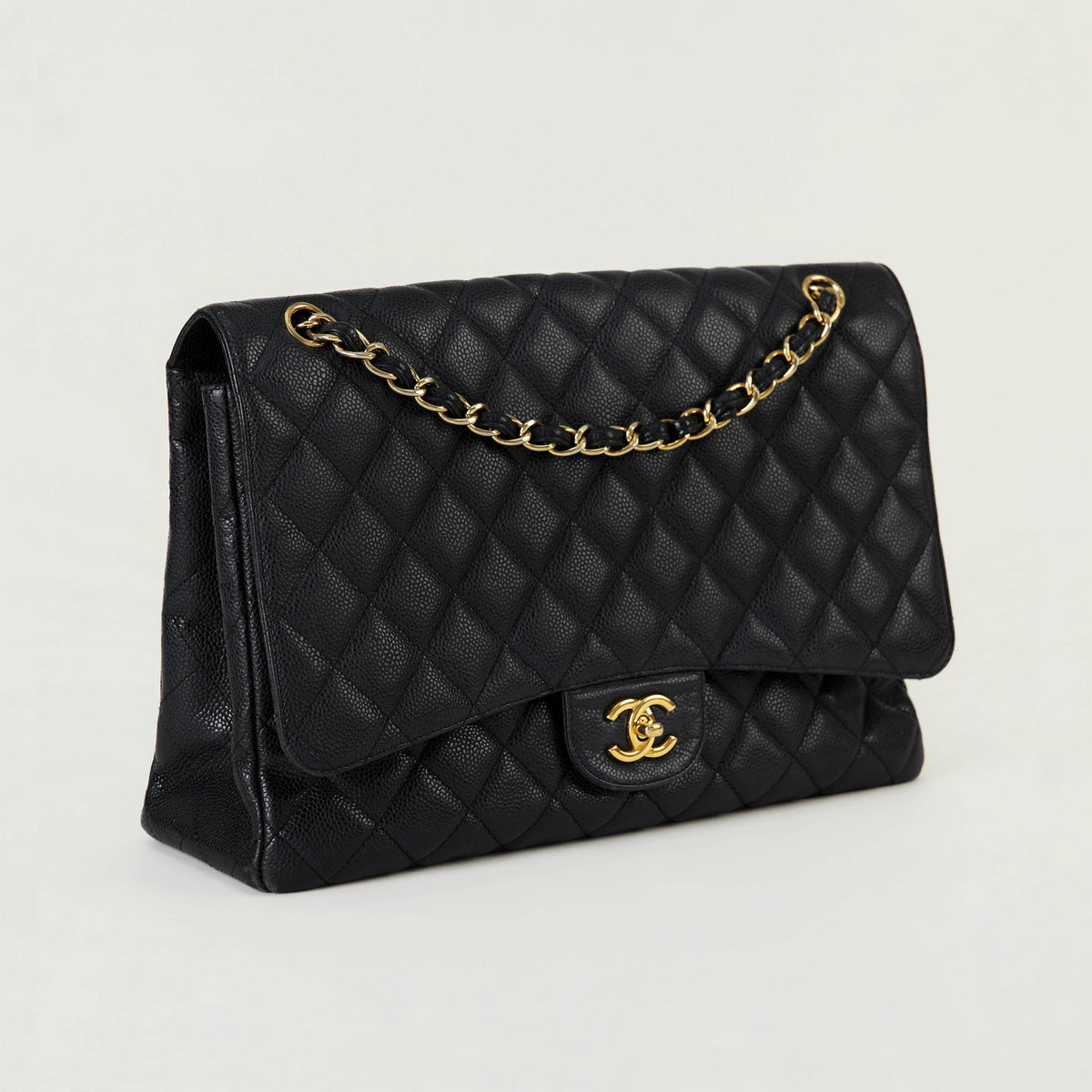 Chanel Classic Flap Maxi Black 
Caviar Gold Hardware Single Flap