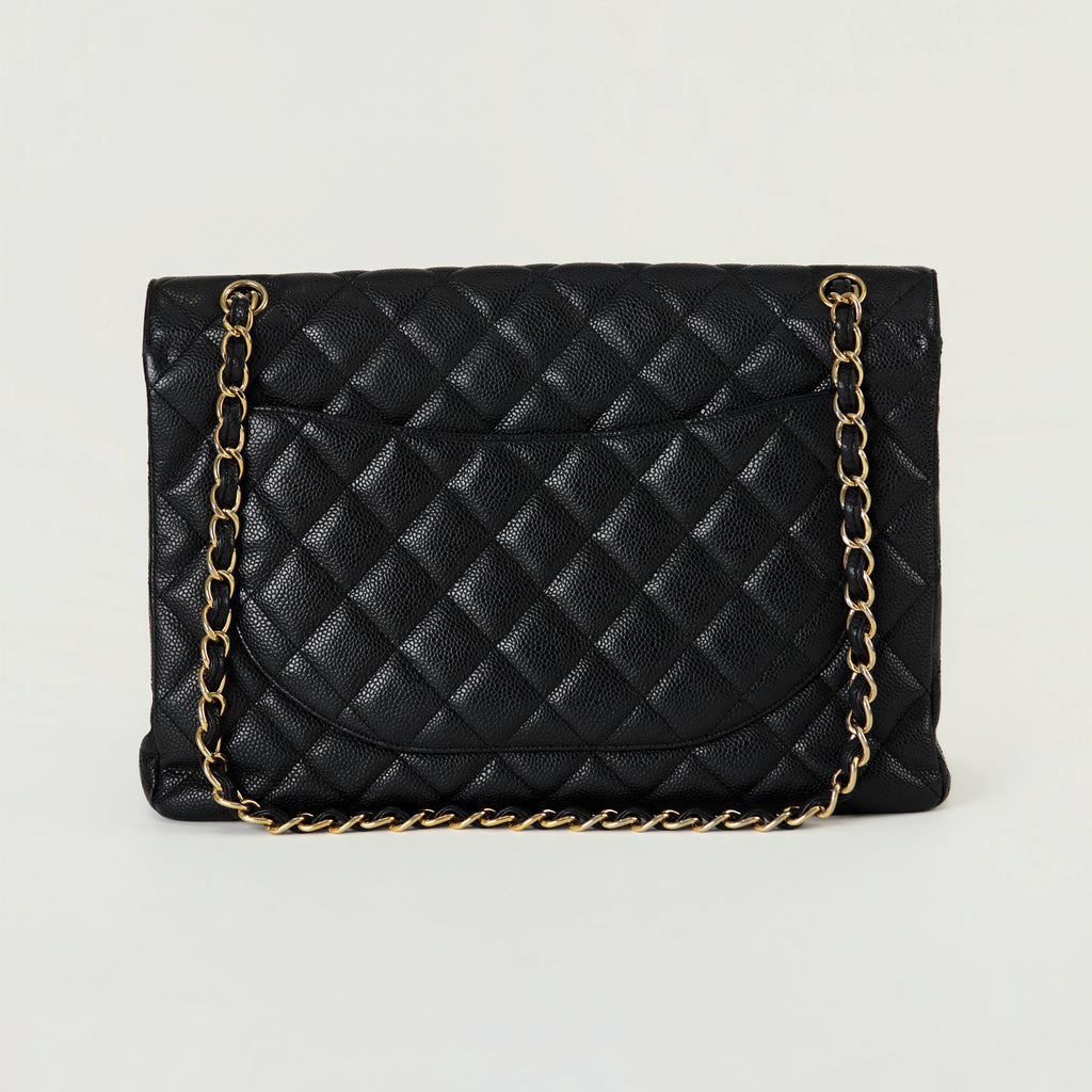 Chanel Classic Flap Maxi Black 
Caviar Gold Hardware Single Flap