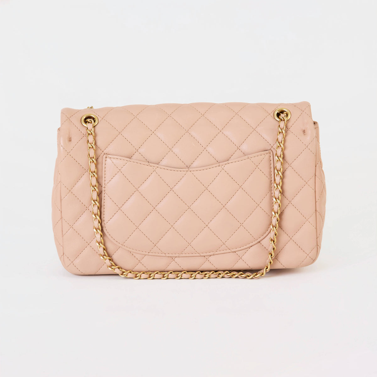Chanel Classic Flap Medium Beige Lambskin  Gold‑Tone Grid‑Textured Corner Guards Double Flap