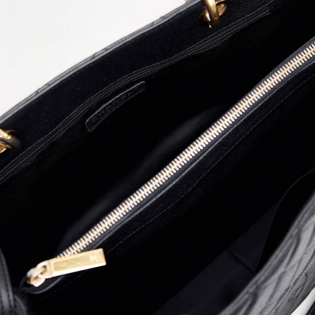 Chanel GST Grand Shopping Tote  Black Caviar Gold Hardware