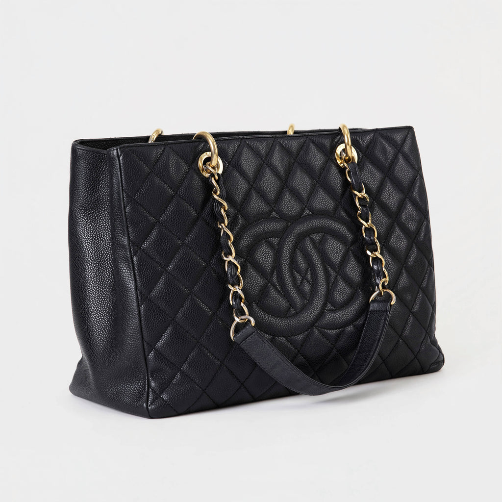 Chanel GST Grand Shopping Tote  Black Caviar Gold Hardware