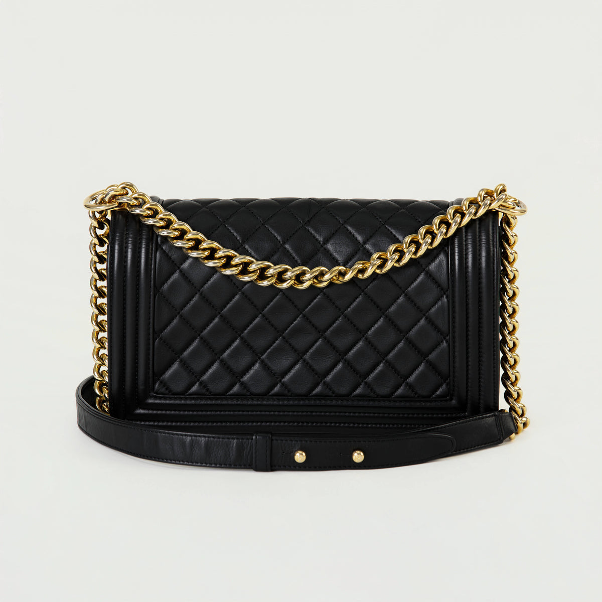 Chanel Le Boy Medium Black Lambskin Gold Hardware