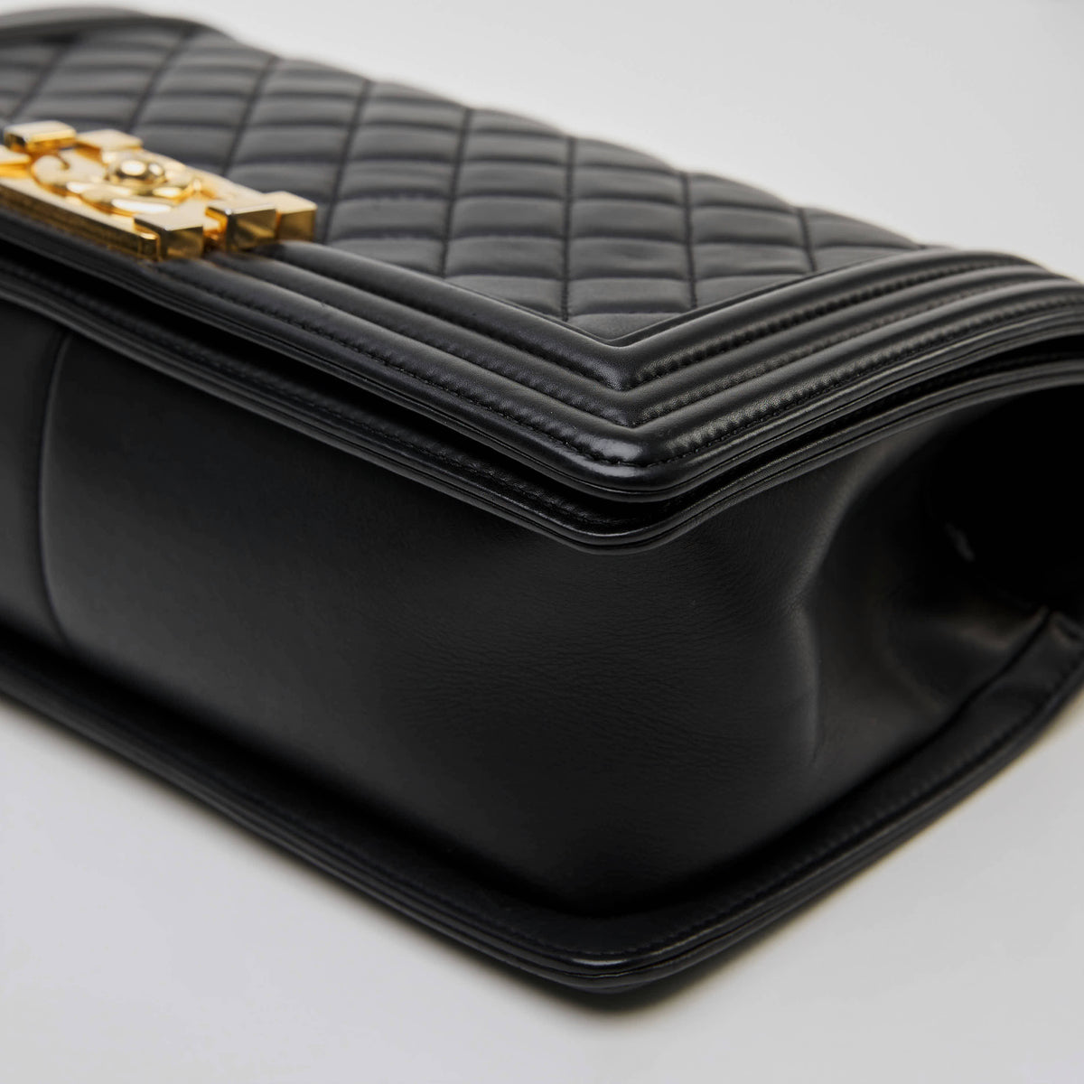 Chanel Le Boy Medium Black Lambskin Gold Hardware