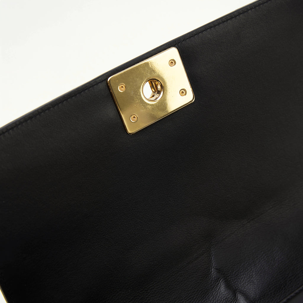 Chanel Le Boy Medium Black Lambskin Gold Hardware