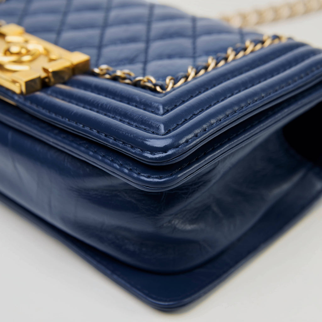 Chanel LeBoy Small Blue Aged Calf Gold Hardware