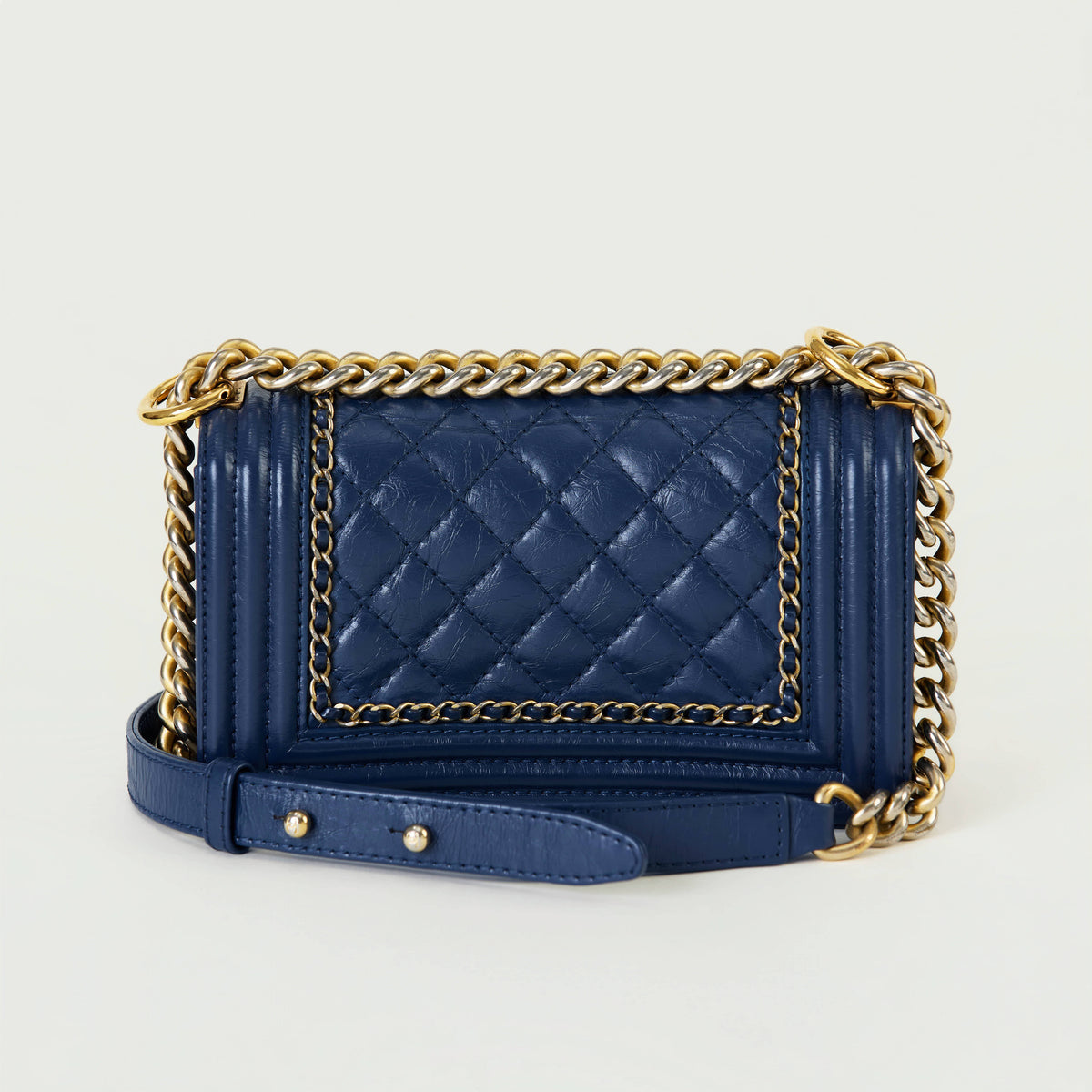 Chanel LeBoy Small Blue Aged Calf Gold Hardware