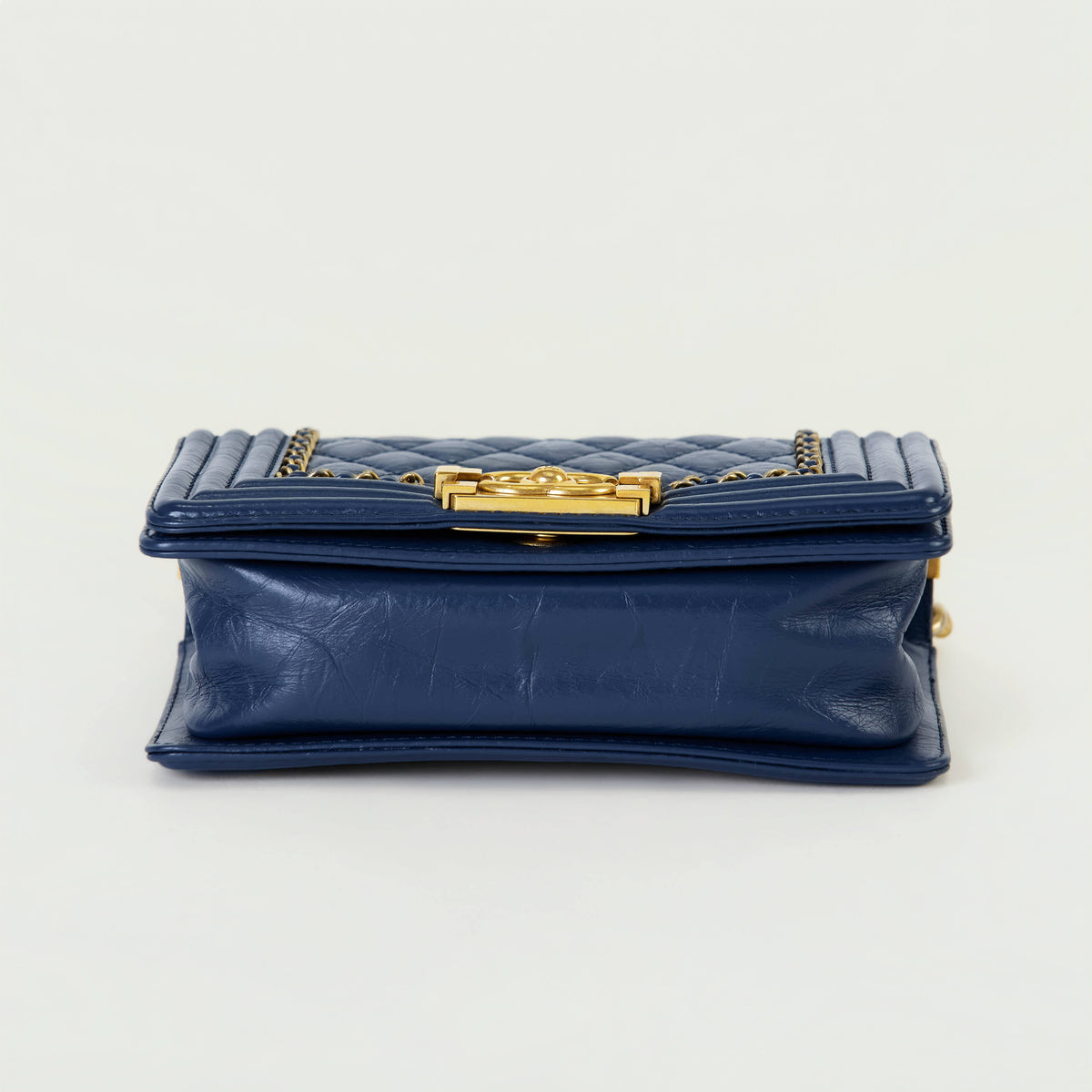 Chanel LeBoy Small Blue Aged Calf Gold Hardware