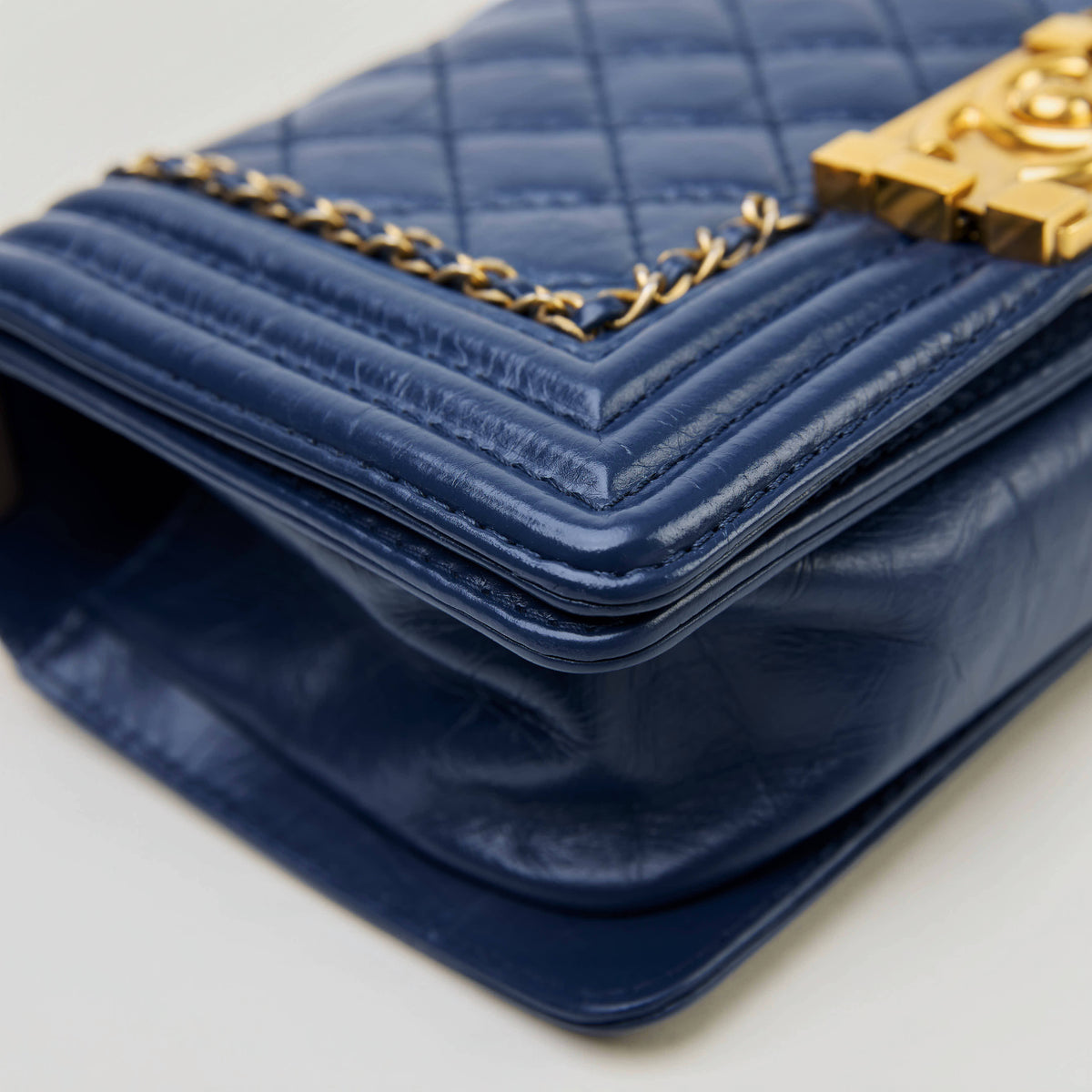 Chanel LeBoy Small Blue Aged Calf Gold Hardware