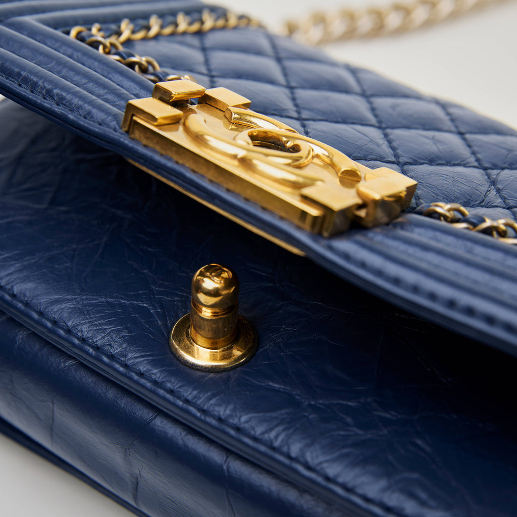 Chanel LeBoy Small Blue Aged Calf Gold Hardware
