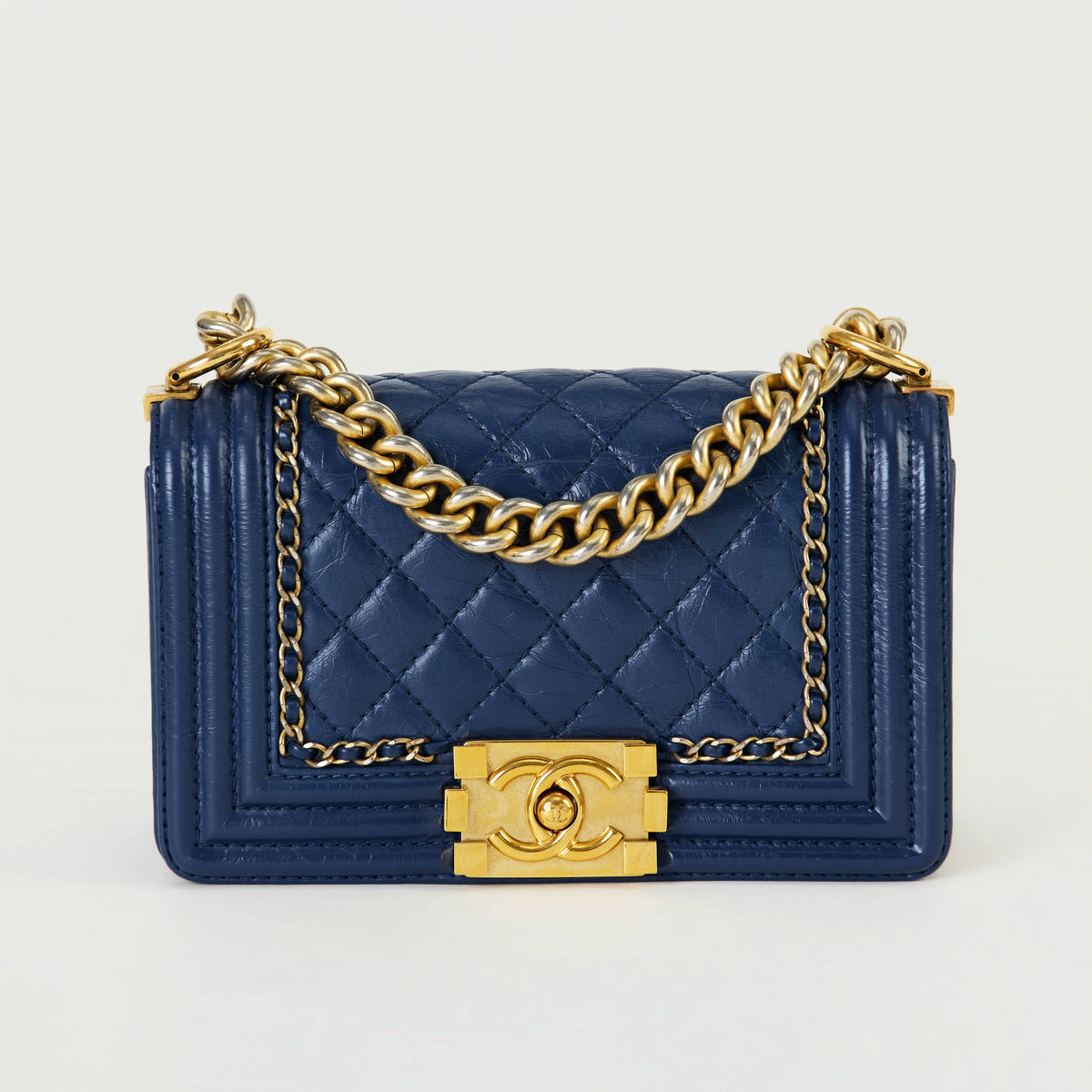 Chanel LeBoy Small Blue Aged Calf Gold Hardware