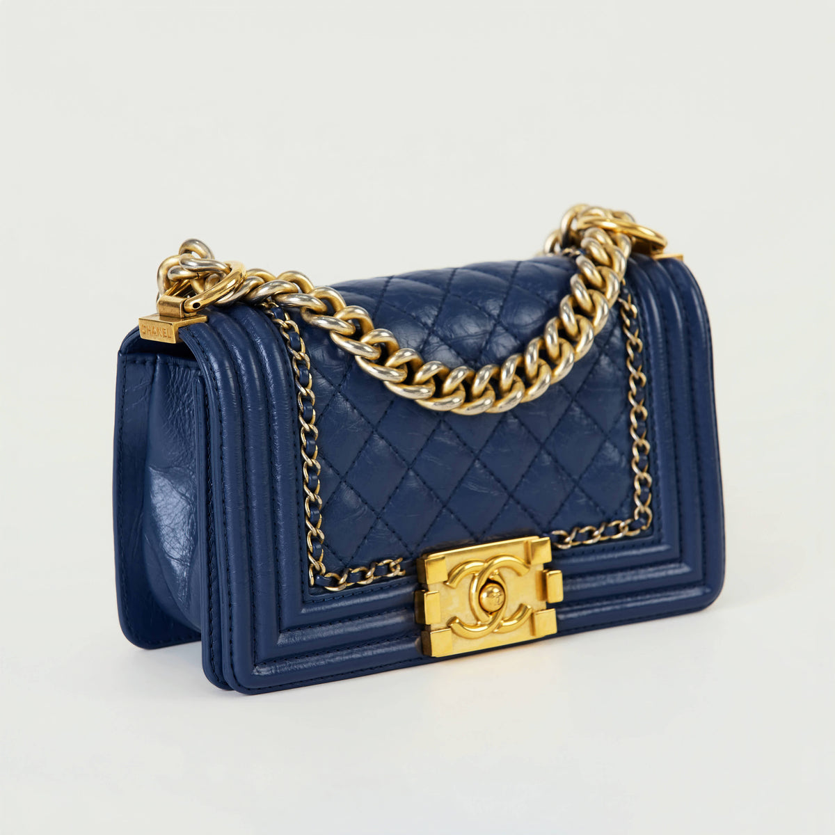 Chanel LeBoy Small Blue Aged Calf Gold Hardware