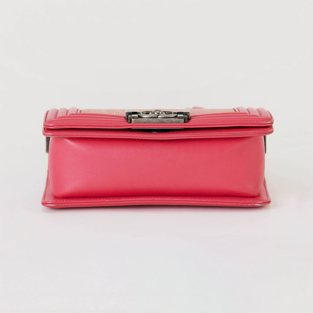 Chanel Le Boy Small Pink Stingray Leather Ruthenium Hardware