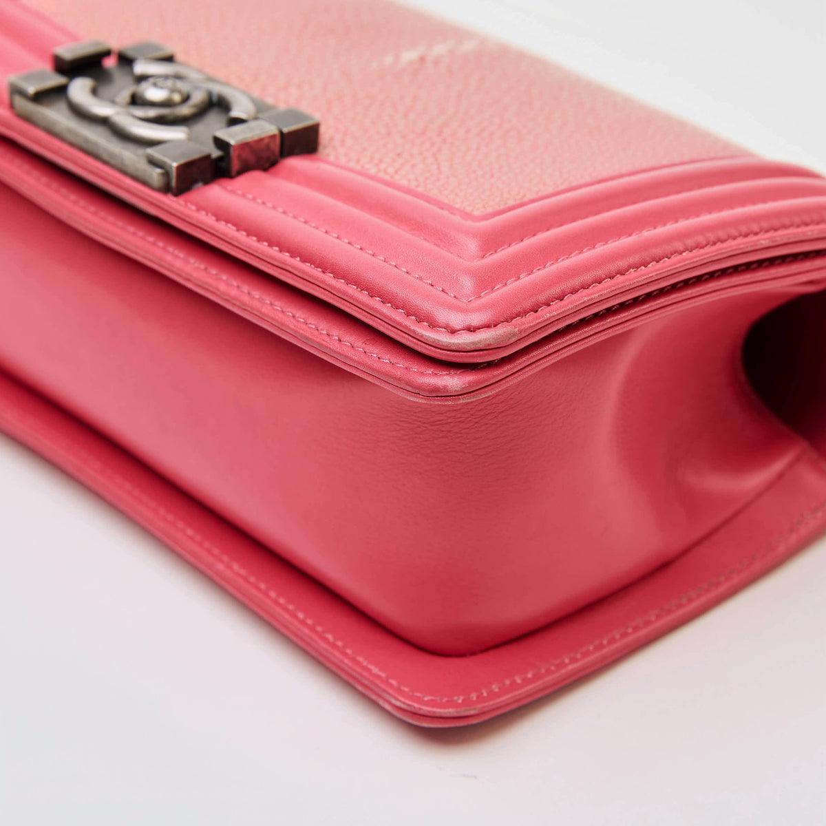 Chanel Le Boy Small Pink Stingray Leather Ruthenium Hardware