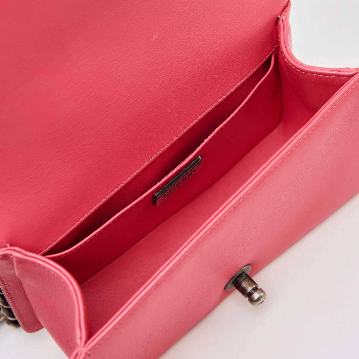 Chanel Le Boy Small Pink Stingray Leather Ruthenium Hardware