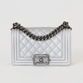 Chanel Le Boy Small Silver Lambskin Ruthenium Hardware