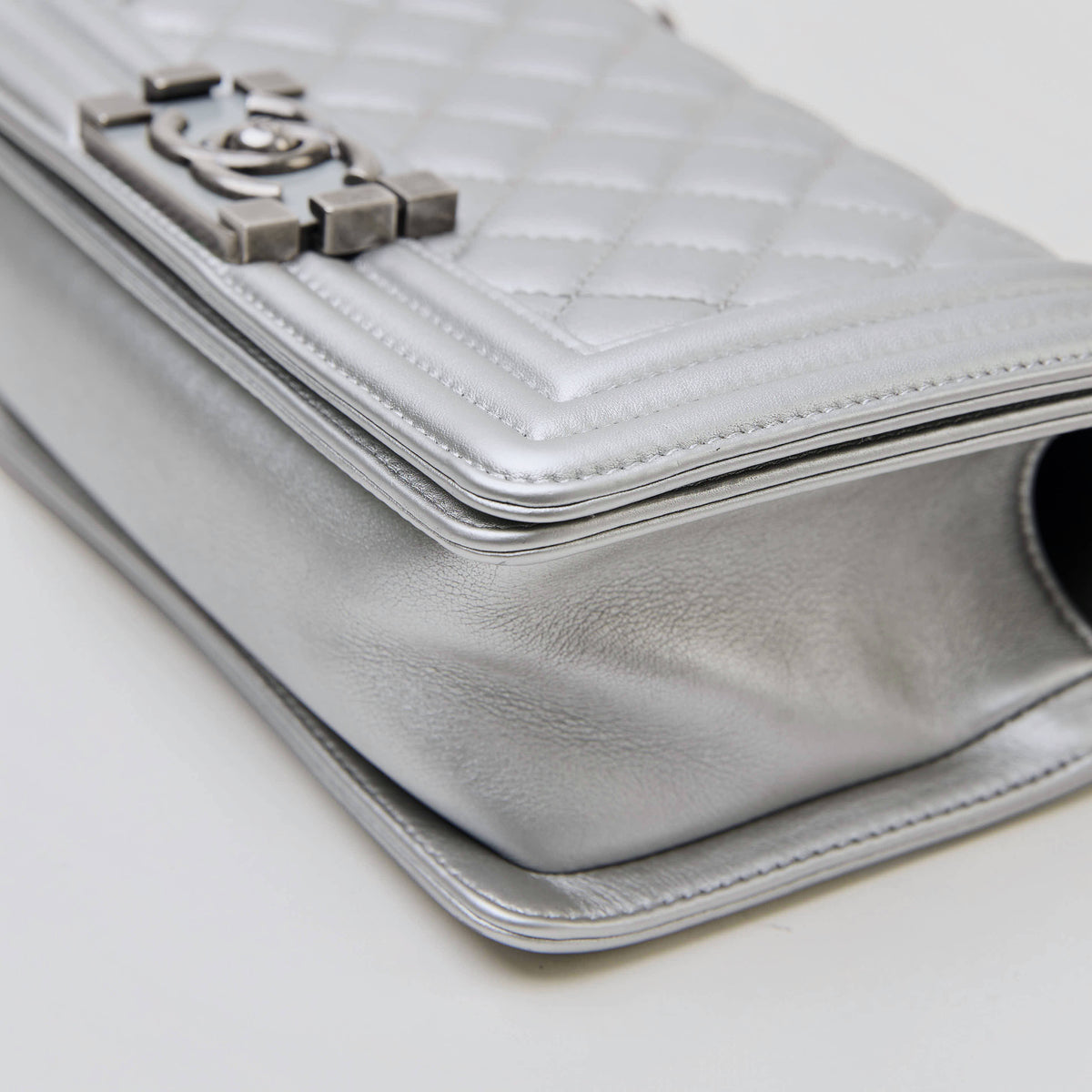 Chanel Le Boy Small Silver Lambskin Ruthenium Hardware