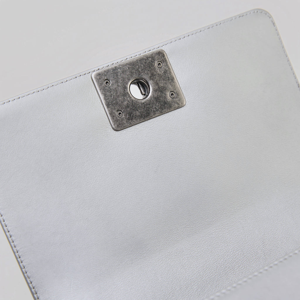 Chanel Le Boy Small Silver Lambskin Ruthenium Hardware