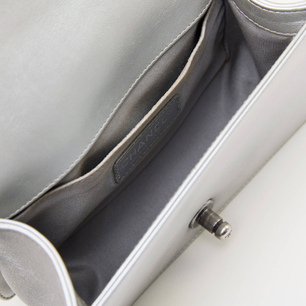 Chanel Le Boy Small Silver Lambskin Ruthenium Hardware