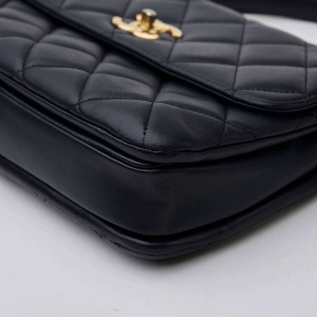 Chanel Trendy CC With Top Handle Dark 
Blue Lambskin Gold Hardware
