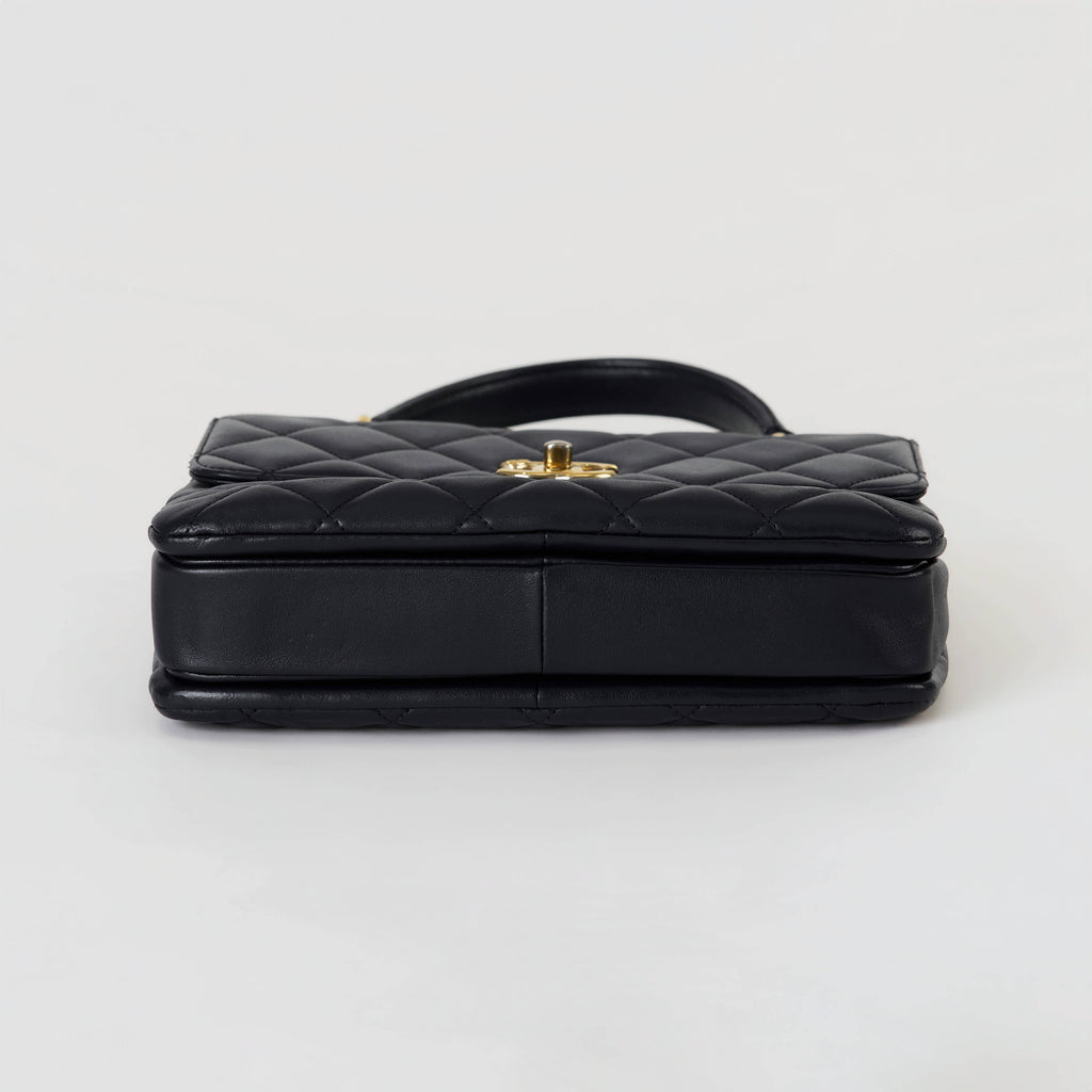 Chanel Trendy CC With Top Handle Dark 
Blue Lambskin Gold Hardware