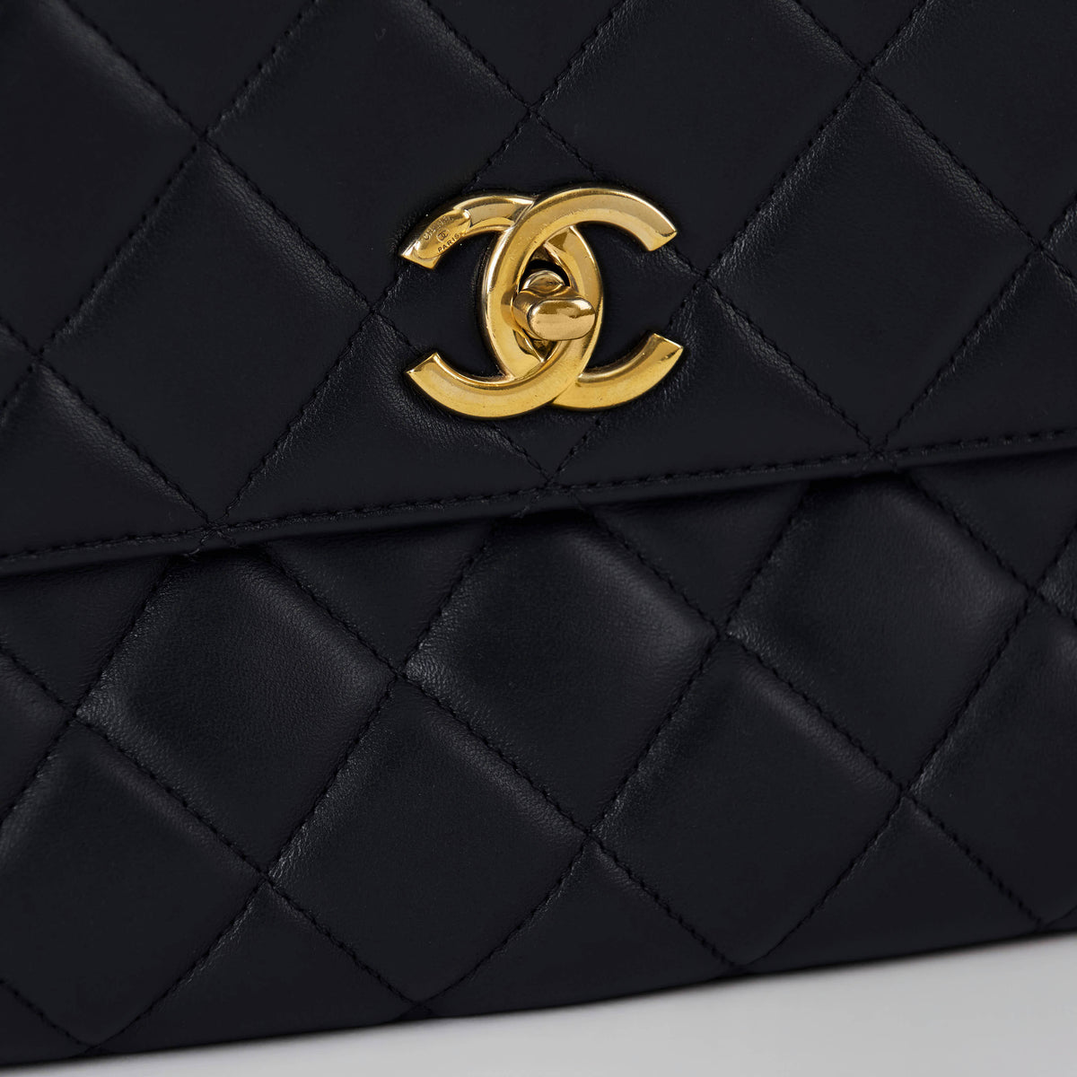 Chanel Trendy CC With Top Handle Dark 
Blue Lambskin Gold Hardware
