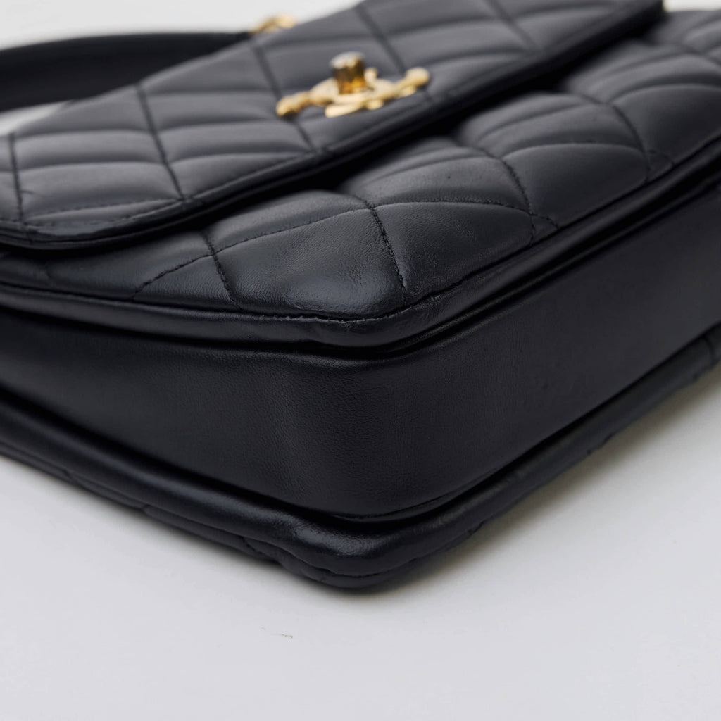 Chanel Trendy CC With Top Handle Dark 
Blue Lambskin Gold Hardware
