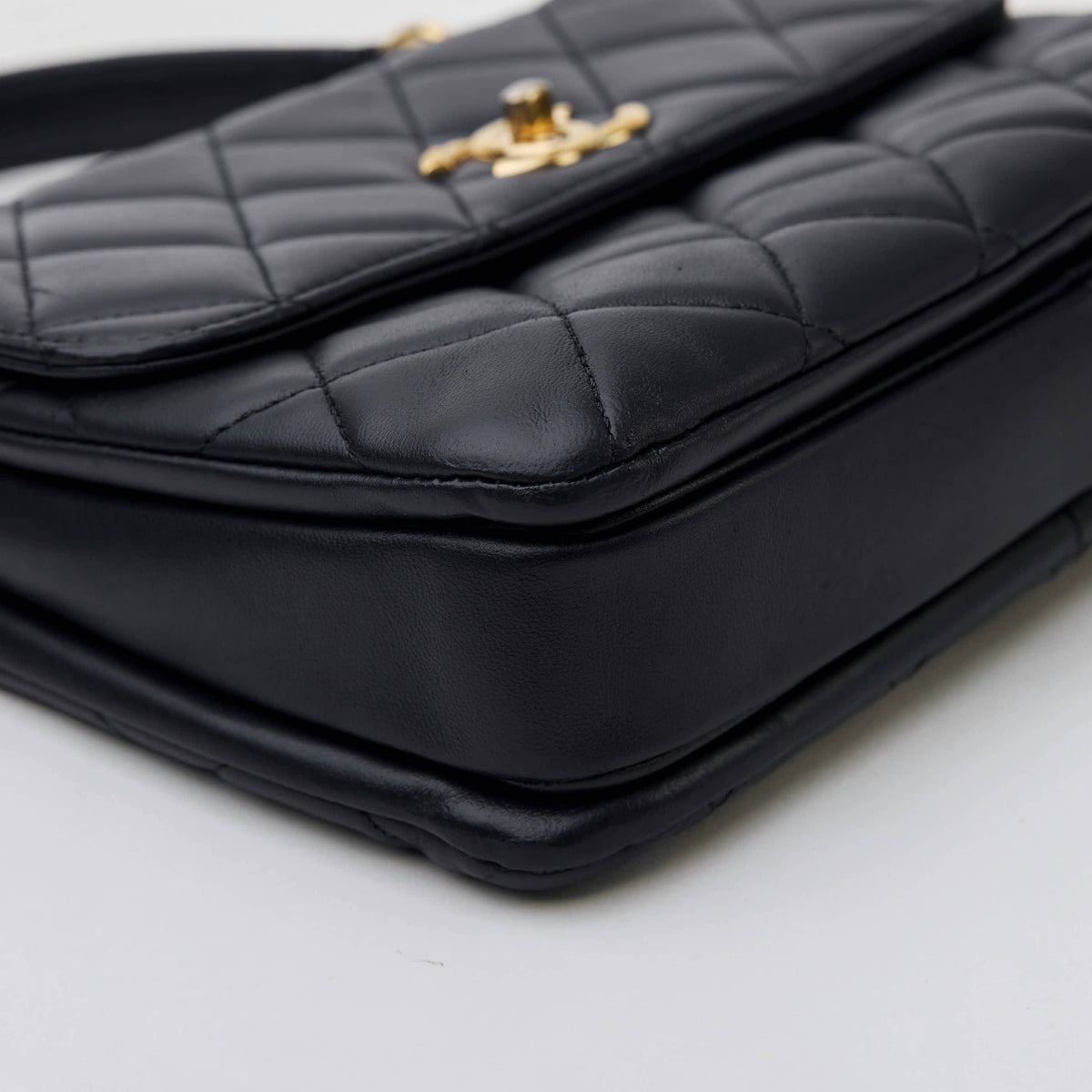 Chanel Trendy CC With Top Handle Dark 
Blue Lambskin Gold Hardware