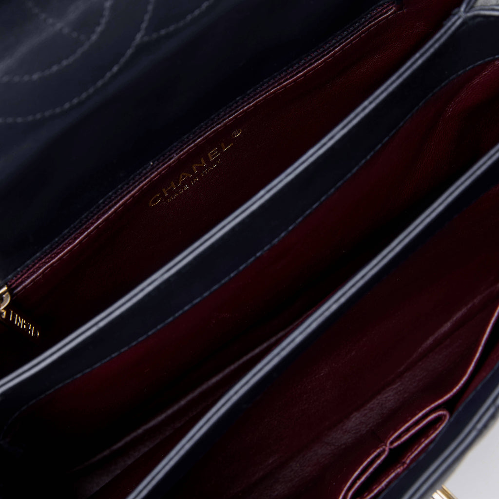 Chanel Trendy CC With Top Handle Dark 
Blue Lambskin Gold Hardware