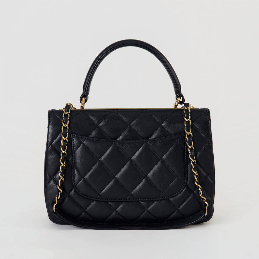 Chanel Trendy CC With Top Handle Dark 
Blue Lambskin Gold Hardware