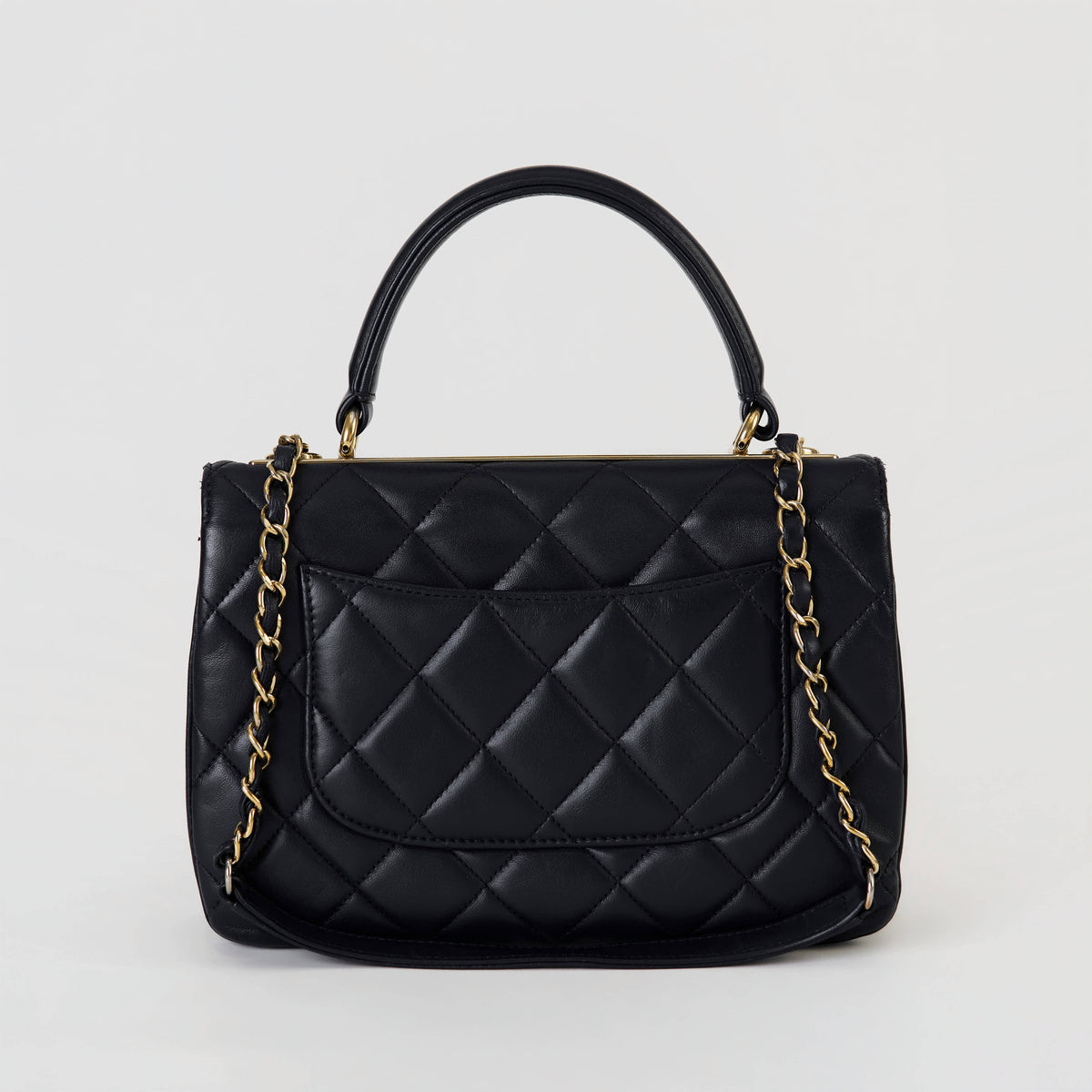 Chanel Trendy CC With Top Handle Dark 
Blue Lambskin Gold Hardware