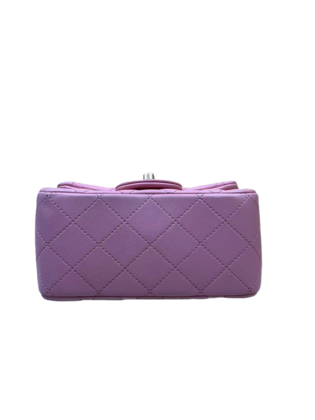 Chanel Pink Square Classic Single Flap Bag with Gold Hardware