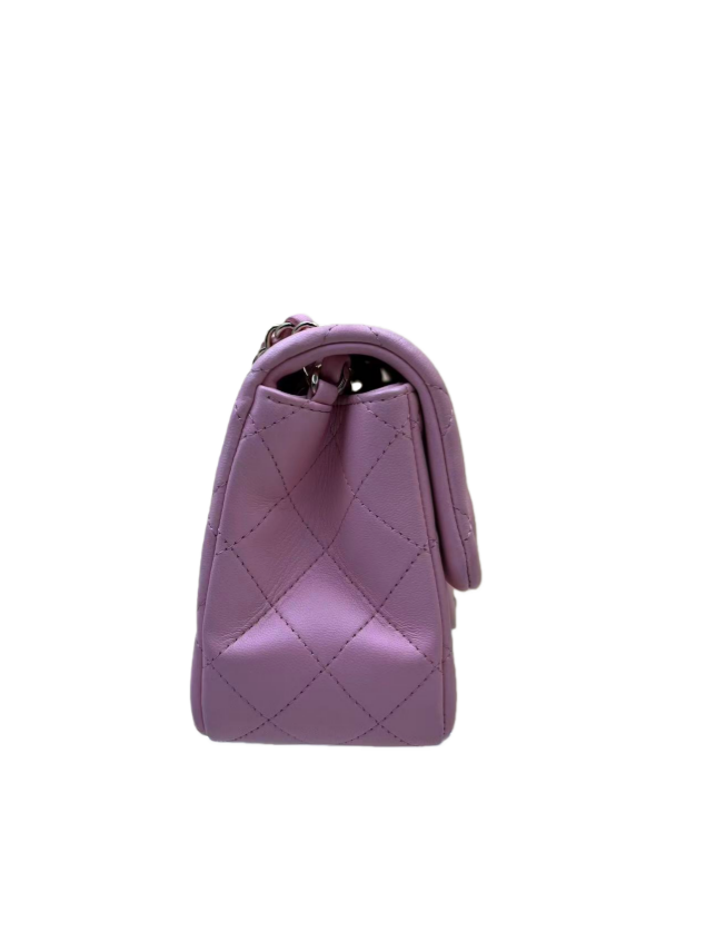 Chanel Pink Square Classic Single Flap Bag with Gold Hardware