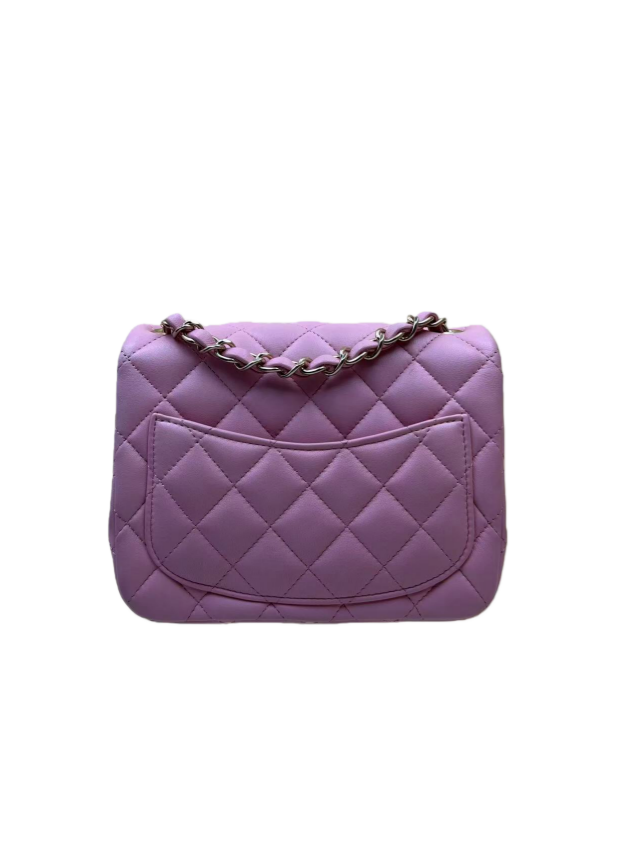 Chanel Pink Square Classic Single Flap Bag with Gold Hardware
