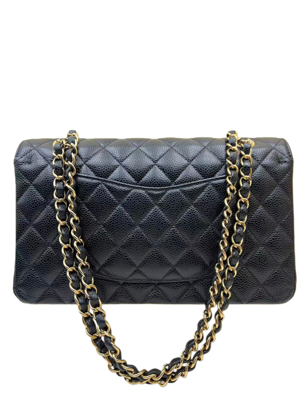 Chanel Black Medium Classic Double Flap Bag in Caviar Leather with Gold Hardware