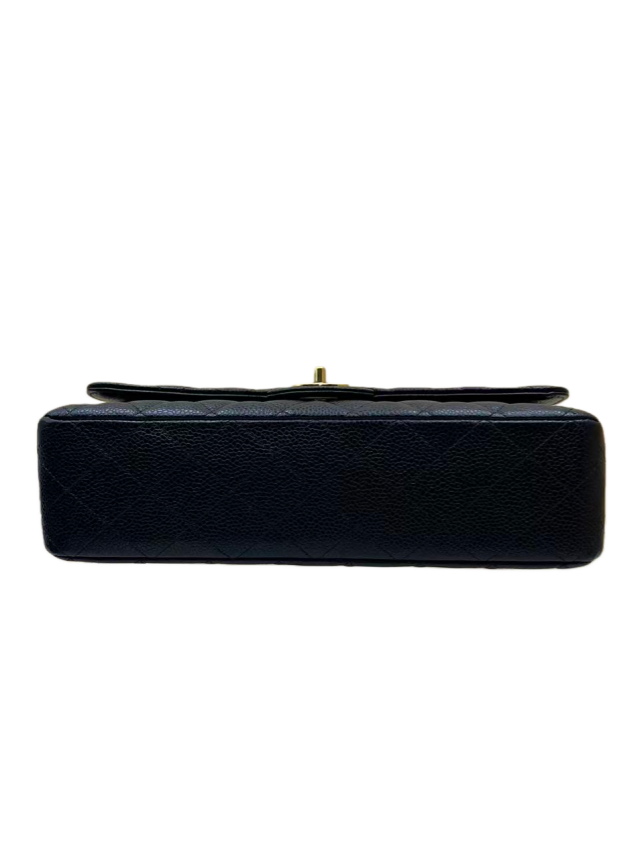 Chanel Black Medium Classic Double Flap Bag in Caviar Leather with Gold Hardware
