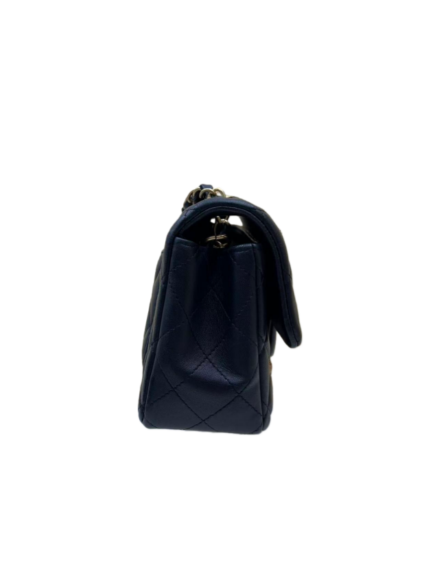 Chanel Black Mini Classic Single Flap Bag in Lambskin Leather with Gold Hardware